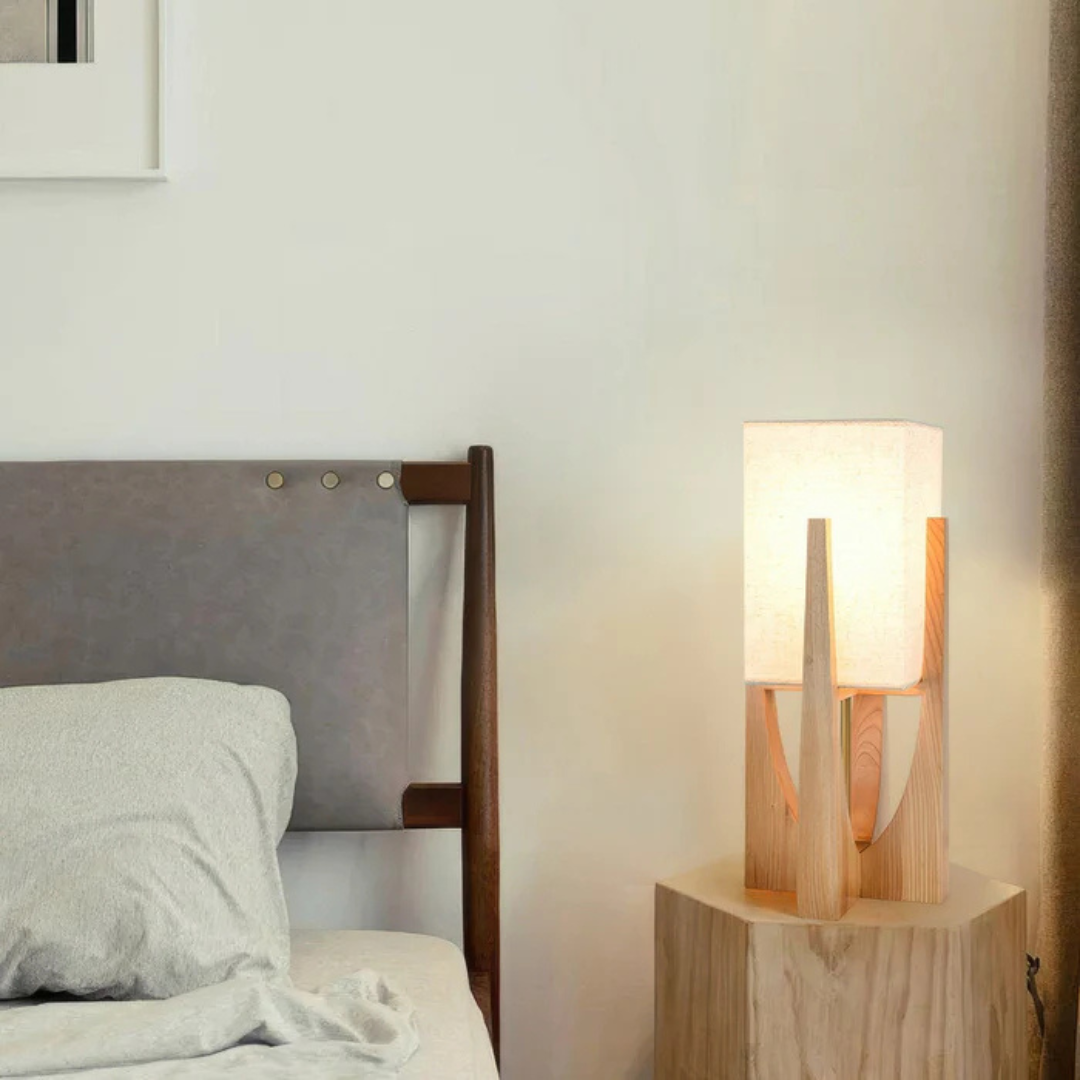 Minimalist Wooden Desk Modern Lamp