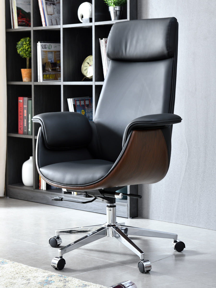 Executive office chair with leather finish – modern design in black or white