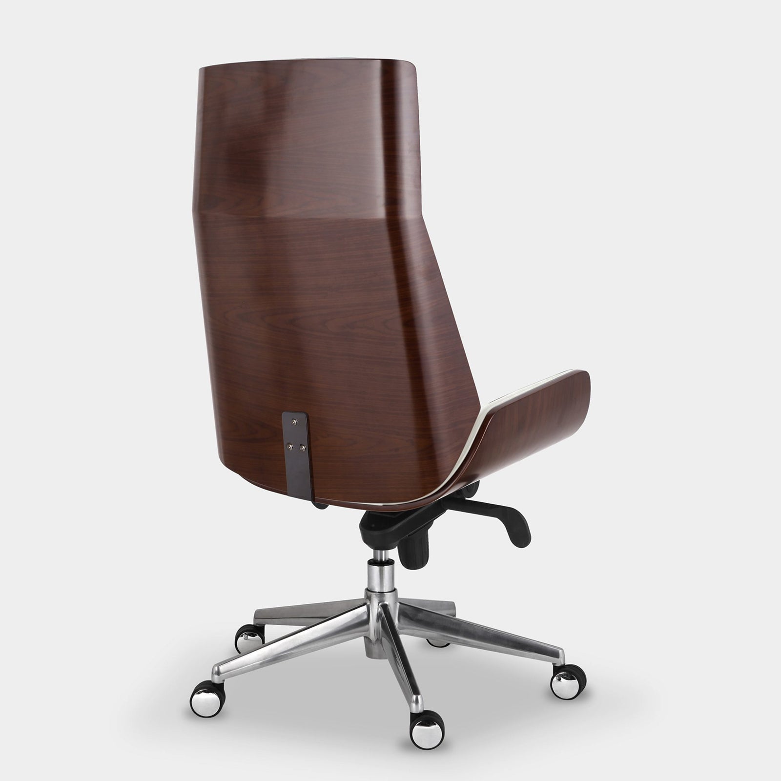 Executive office chair with wood-look details – modern white design