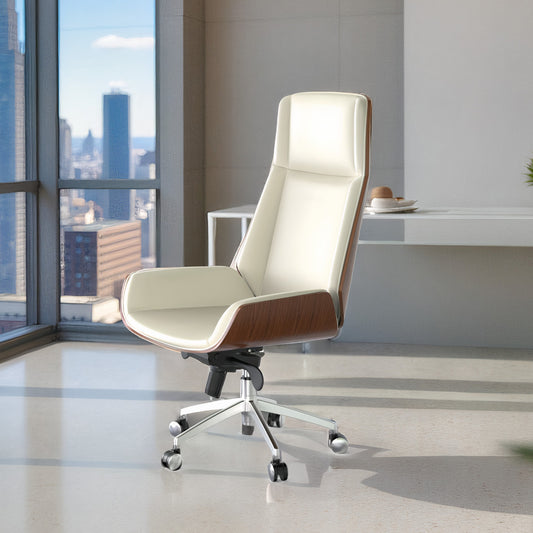 Executive office chair with wood accents – luxurious & ergonomic