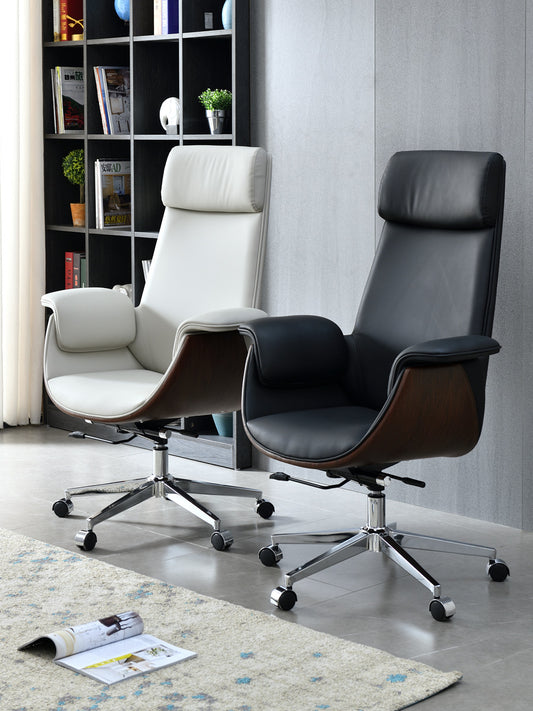 Executive office chair with leather upholstery – stylish & ergonomic