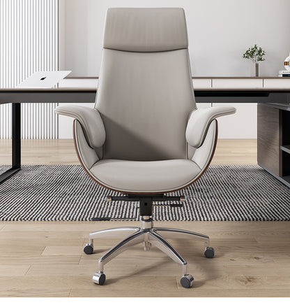 Executive office chair with leather finish – modern design in black or white