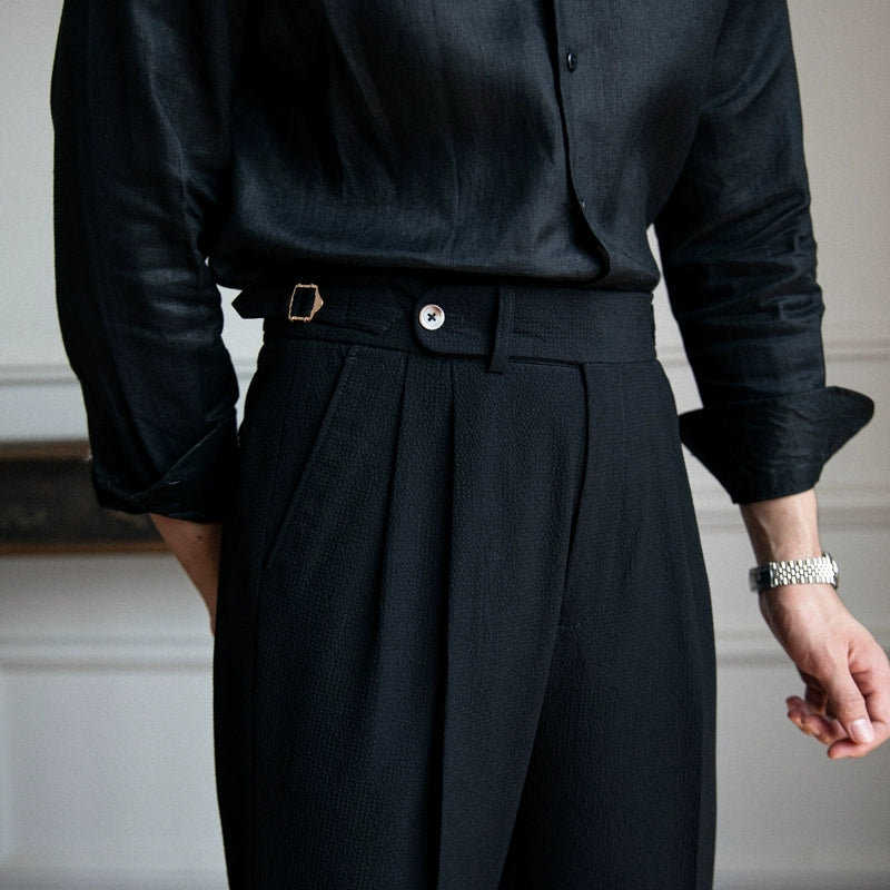 Elliot | Men’s Pleated Trousers with Belt