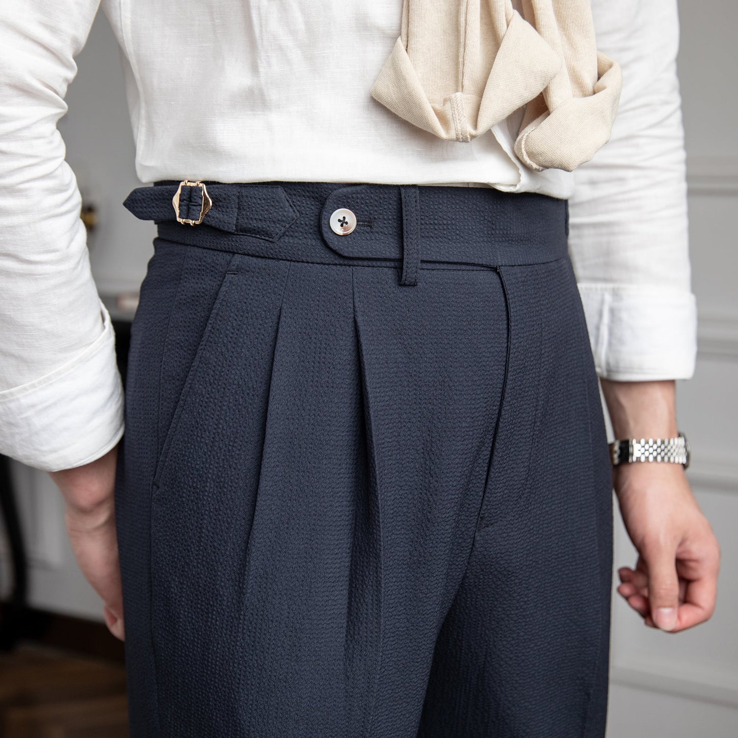Elliot | Men’s Pleated Trousers with Belt