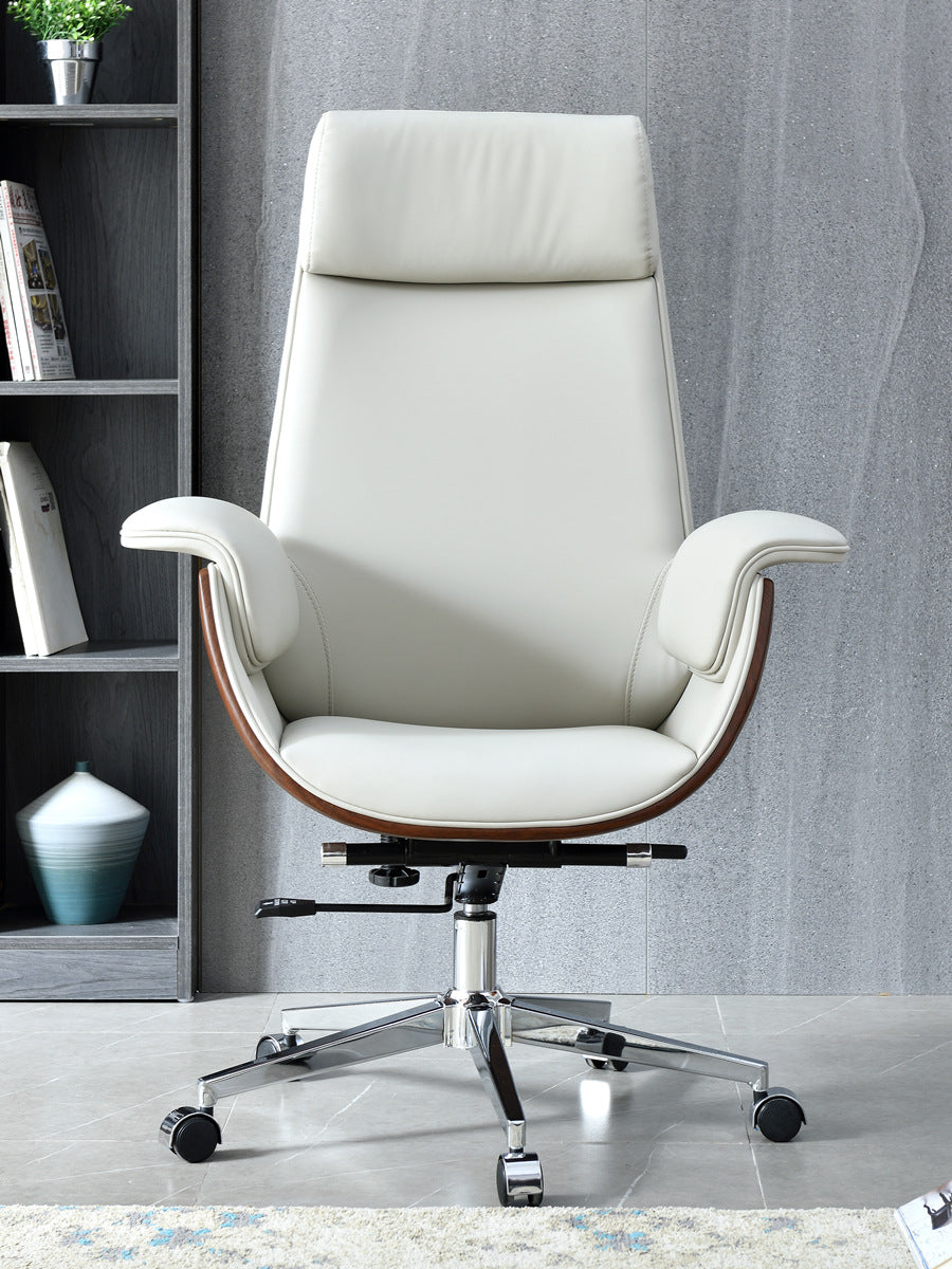 Executive office chair with leather finish – modern design in black or white