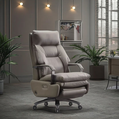Adjustable office chair with footrest – grey design with padded seat