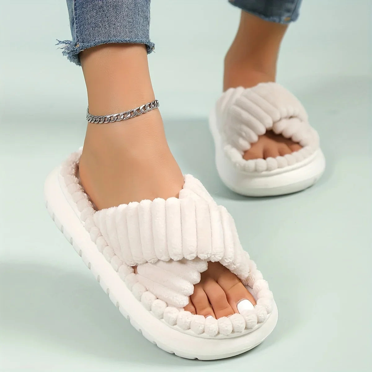 Adrian | Women’s Winter Plush Crisscross Slippers