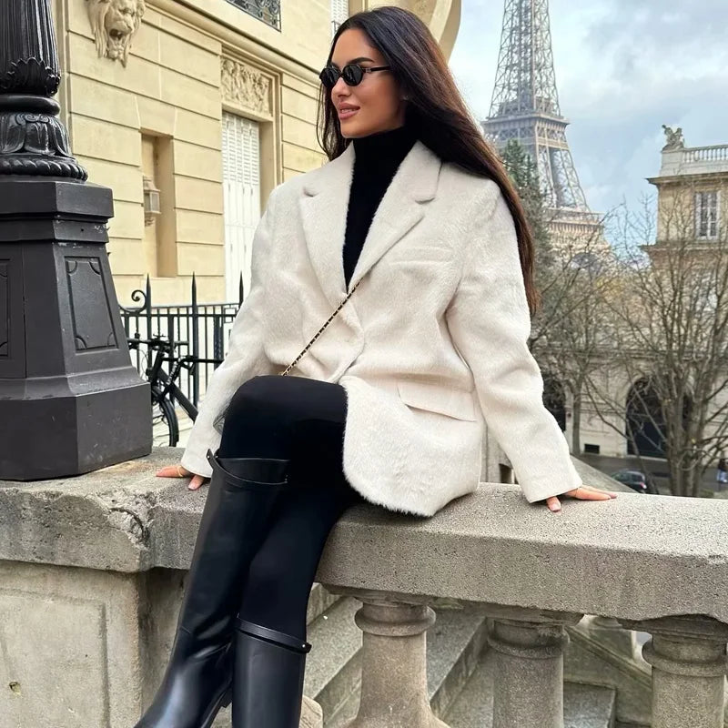 Charlotte | Elegant Fleece Blazer Coat for Women