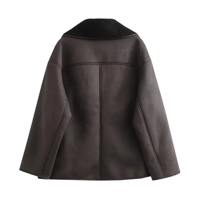 Nancy | Warm Women’s Faux Leather Shearling Jacket