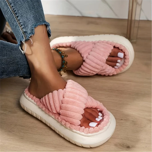 Adrian | Women’s Winter Plush Crisscross Slippers