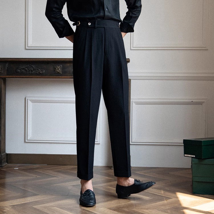 Elliot | Men’s Pleated Trousers with Belt