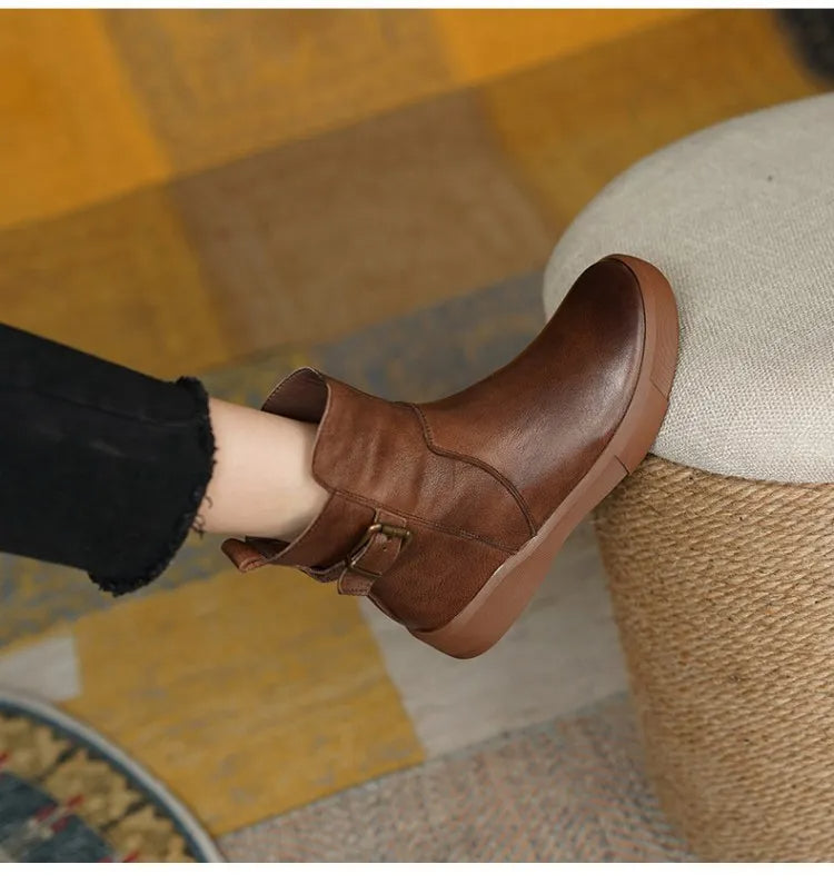 Samantha | Buckle Detail Leather Ankle Boots for Women