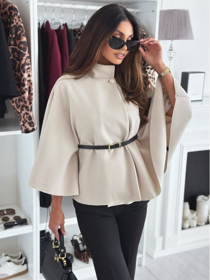 Elizabeth | Women’s Elegant Belted Cape Jacket
