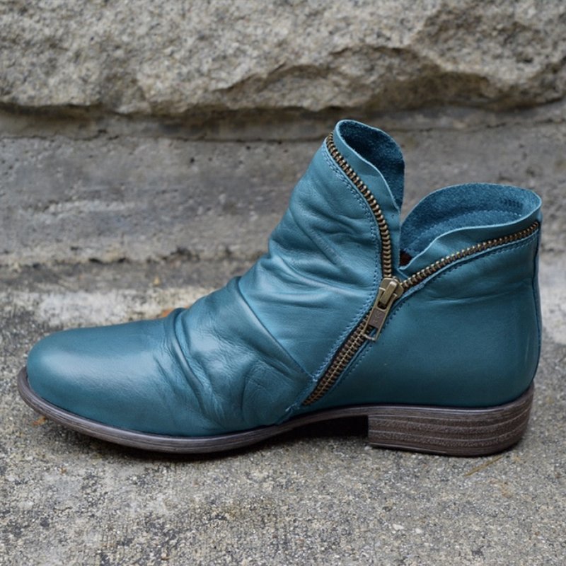 Sarah | Trendy Women’s Leather Boots with Zipper Detail